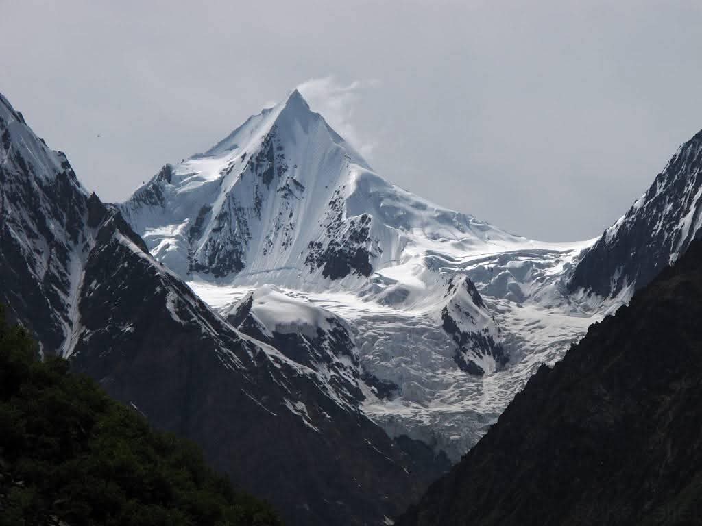 Humbroq Peak (6,459 m) and its glacier above the Hushe valley, Karakoram, Pakistan