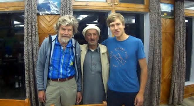 Rozi Ali with Reinhold Messner and his son Simon Messner